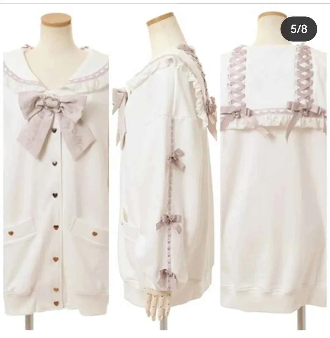 Japanese Liz Mine Mass-Produced Sailor Collar Ribbon Bow Sweet Hoodies Women Autumn Preppy Style Y2K Cute Oversized Sweatshirt