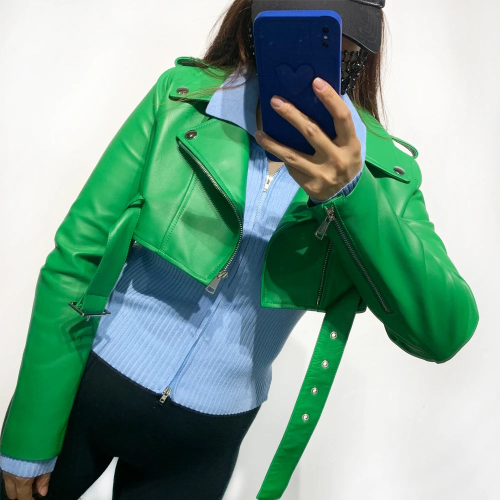 GO BALLISTIC Women's Sheepskin Leather Jacket - Short, Colorful