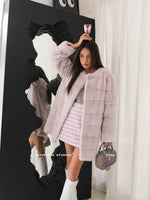 HDHOHR 2025 New 100% Real Mink Fur Coat Women Fashion Essential Natural Mink Fur Jackets Warm Royel Blue Winter Fur Coat