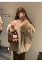 2026 Imported Velvet Mink Fur Coat With Mink Fur Collar,Temperament  Medium Length Fur Jacket Women
