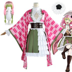 Kanroji Mitsuri Anime Cosplay Costume Set with Wig and Belt