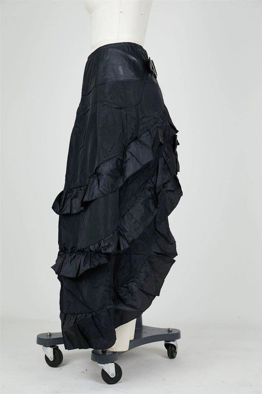 Cosplay Vintage Steampunk Dress Victorian Medieval Ruffled Satin Lotus Trim Gothic Skirts Women Corset Skirt Pirate Costumes SS69