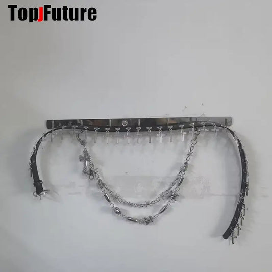 Women Girl HAND MAKE Gothic Lolita Punk Harajuku bling bling skull laziness belt waist belt  Lolita cosplay party belt gift SS69