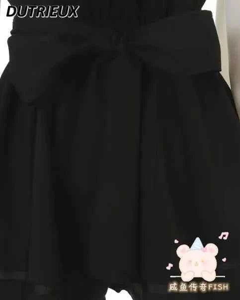 Japanese Style Women's Outfits Sailor Collar Plaid Rhinestone Bow Dress Shorts Set Sweet Lolita Mine Series Dress Two-Piece Suit