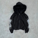 Y2K Fashion Collection Versatile Jacket Zip Up Hoodies Casual Plush fur Hooded Womens Comfortable Thickened Cardigan Coat Tops SS69