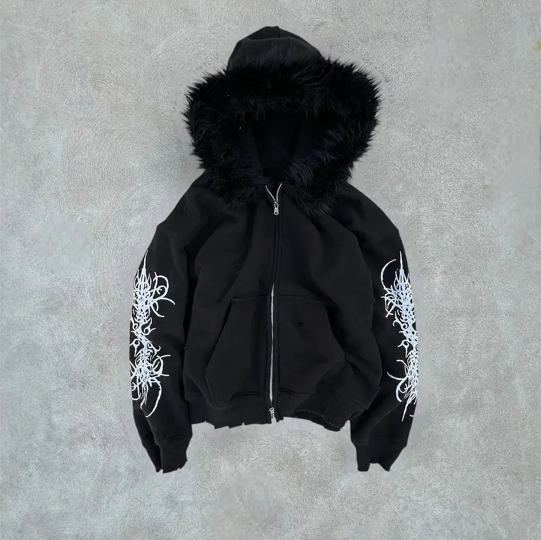 Y2K Fashion Collection Versatile Jacket Zip Up Hoodies Casual Plush fur Hooded Womens Comfortable Thickened Cardigan Coat Tops SS69