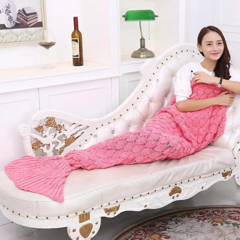 Handmade Crochet Mermaid Tail Blanket - Soft Imitation Cashmere