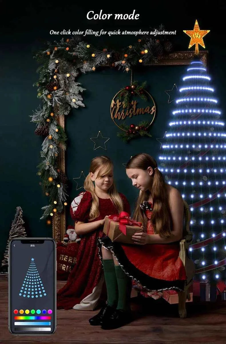 2.1M LED Christmas Tree Decorative Light Lntelligent IDeal LED APP Application Control DIY Lmage Light String for Quick Shipping