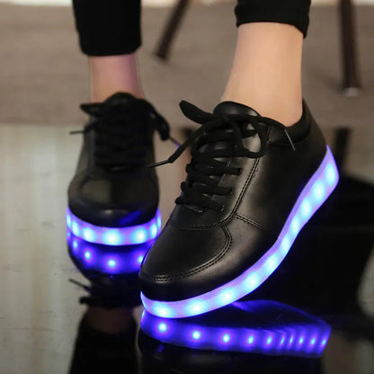 Comemore 2022 Adult Unisex Womens Mens Kid Luminous Sneakers Glowing USB Charge Boys LED Colorful Light-up Shoes Girls Footwear SS69