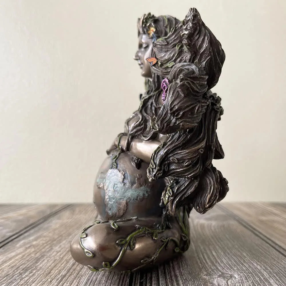 Earth Mother Gaia Statue Figurine Butterfly Garden Decorative Ornaments Resin Moon Goddess Sculpture Decoration SS69
