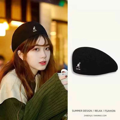 New Luxury Wool Beret Hat Women Men Four Seasons Knitted Thin Breathable Mesh Berets Cap Autumn Winter Beanie Stars Same Style