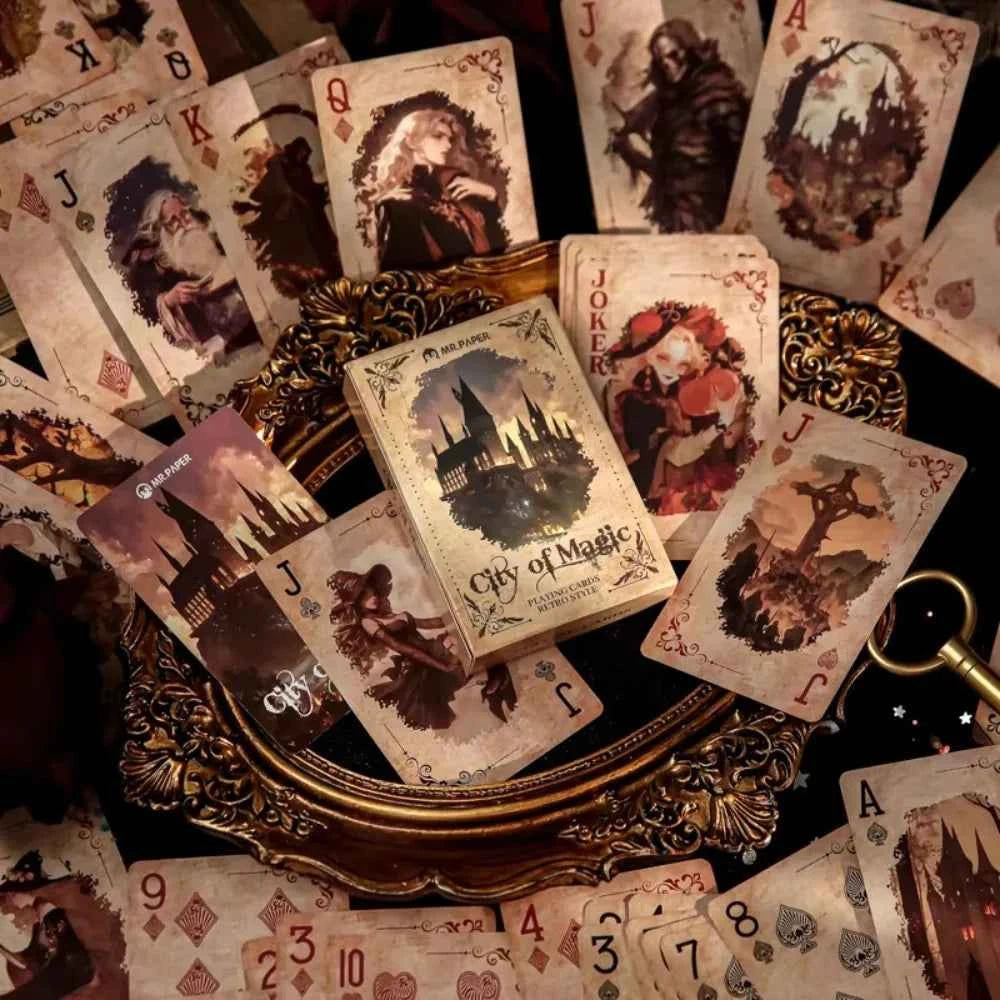 2 boxes/set Creative Retro Playing Cards Retro Castle Girl Blue Core Paper Material Strong and Durable Casual Game Tools