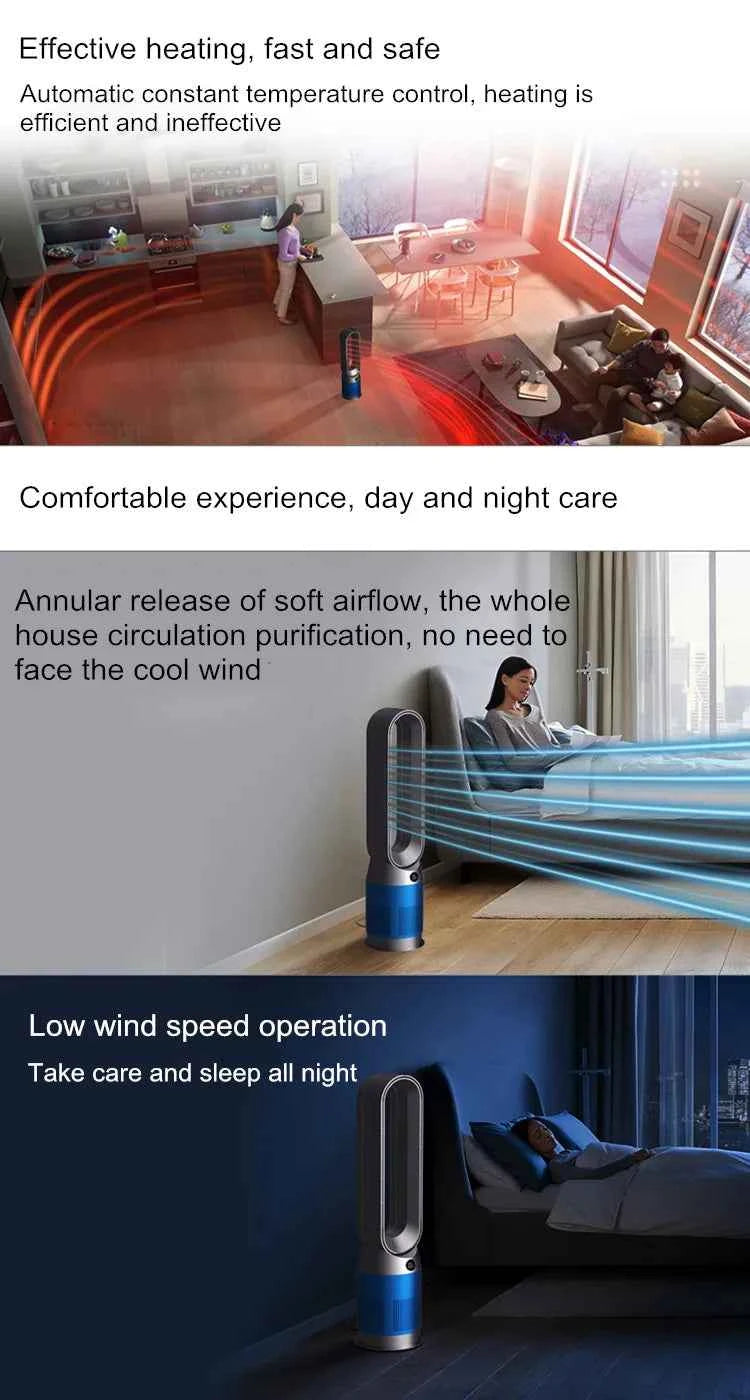 42 Inch 220V Bladeless Fan Dual-Purpose Cooling And Heating Home Silent Heater Quick Air Circulation And Purification Tower