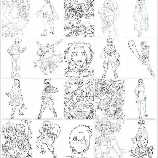 24pcs NARUTO Characters Colorful Cartoon Art Book for Drawing and Improving Your Skills