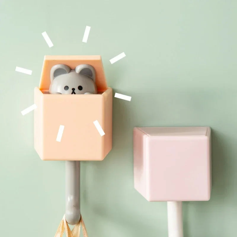 Self-Adhesive Cat Wall Hooks, Cute Animal Decorative Hanger