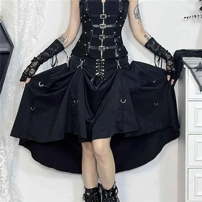 Wholesale New American Retro Irregular Skirt Hot Girl Sexy Punk Black Clothing Dark Style Women Summer Autumn Fashion Streetwear