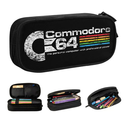 Custom Kawaii Retro Commodore 64 Pencil Case for Girls Boys C64 Amiga Computer Large Capacity Pen Box Bag Stationery SS69