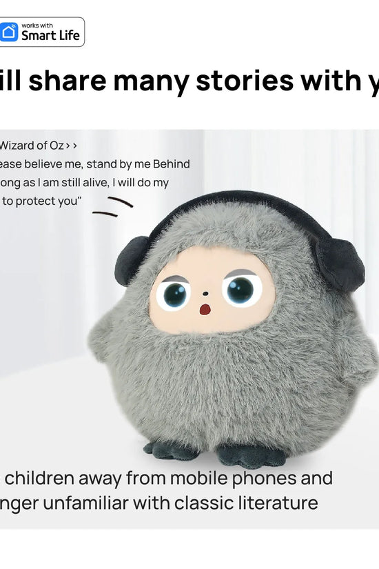 AI Plush Toy W/Smart Voice&LED Eyes,Interactive Companion for Kid/Adult‌Gift-ReadyRechargeable E-Pet open up fun life W/Tuya App