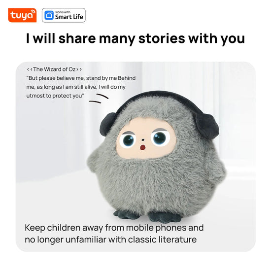 AI Plush Toy W/Smart Voice&LED Eyes,Interactive Companion for Kid/Adult‌Gift-ReadyRechargeable E-Pet open up fun life W/Tuya App