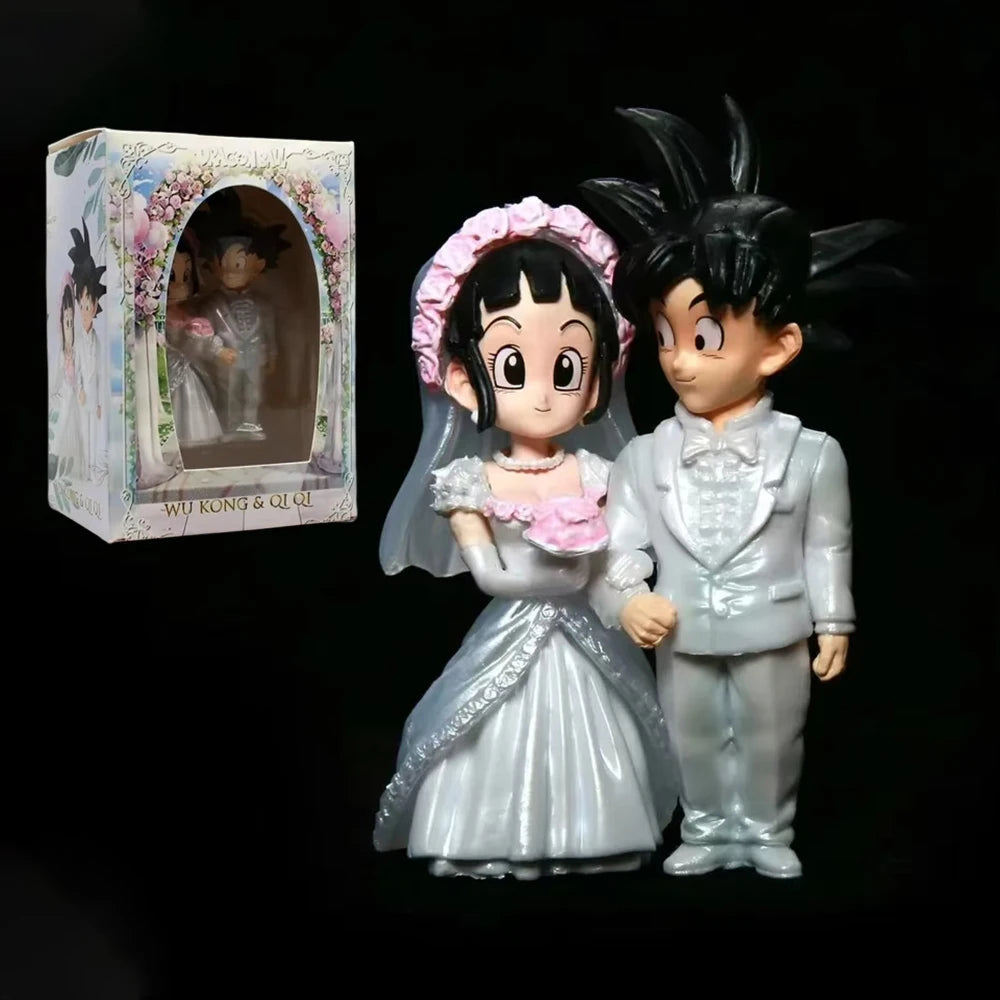 Dragon Ball Anime Figure Son Goku Figures Goku Chichi Wedding Scene Series 9cm Q-Version Figurine Statue Pvc GK Decoration Gifts SS69