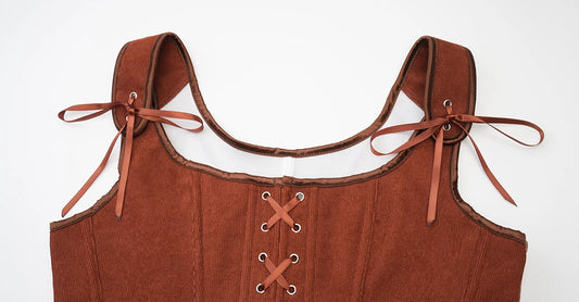 SS69 Victorian Vintage Corset Vest, Army Green Lace-Up Punk Goth Tank Top