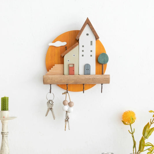 Fairytale Town Wooden Wall Hook Rack for Keys and Small Items Storage