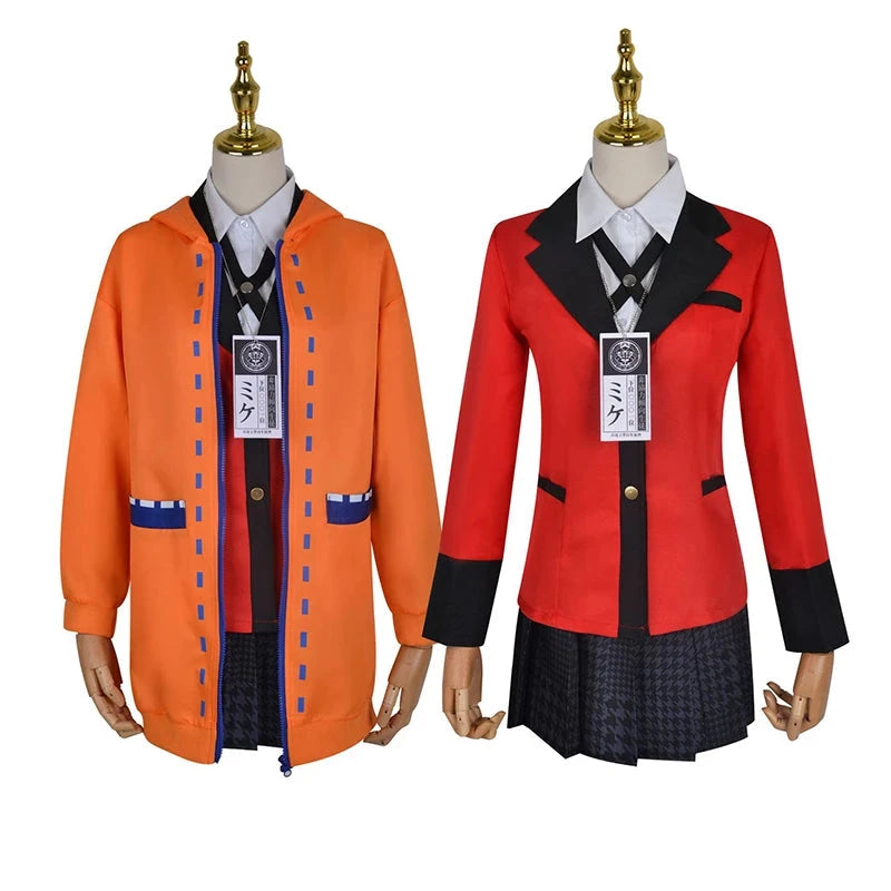 Anime Kakegurui Cosplay Costume Kirari Momobami Uniform Yumeko Sayaka Compulsive Gambler Japanese School Girl Pleated Skirt Suit SS69