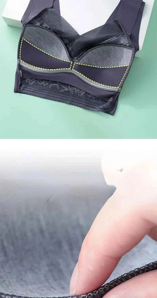 L-6L Women Large Bra Push Up Ice Silk Seamless Upper Bralette Lace Wireless Summer Bras Top Lingerie Underwear Brasieres Mujeres