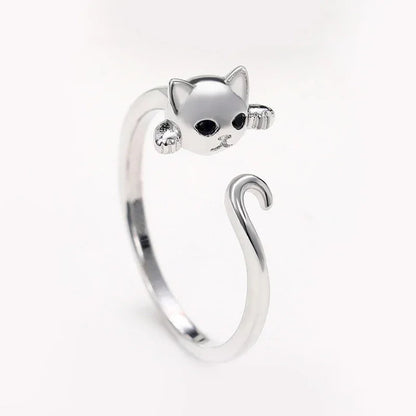 Huitan Cute Mouse Shape Open Ring for Women Antique Silver Color Modern Fashion Girls Finger Accessories Hip Hop Party Jewelry SS69 6.69 F1358 / resizable