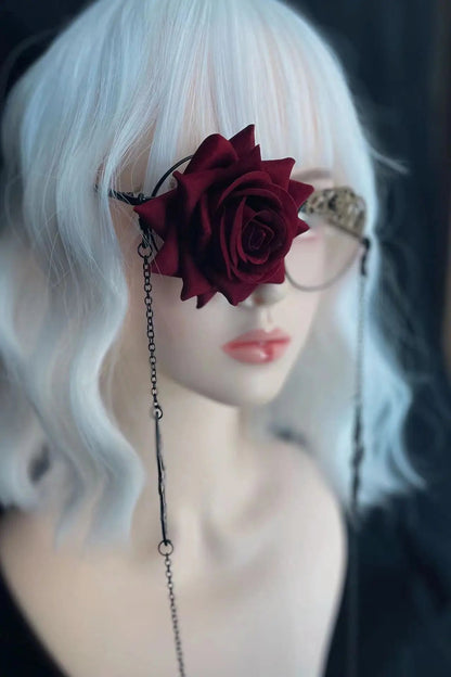Japanese Original Punk Red Rose Gear Lolita Glasses New Fashion JK Streetwear Student Cosplay Masks Men Women Telegant Glasses SS69