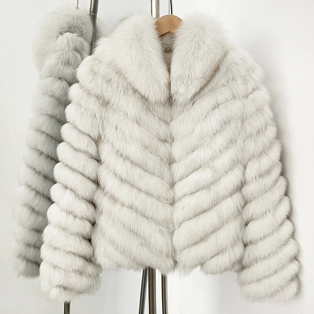 OFTBUY Women's Real Fox Fur Coat - Thick Warm Winter Jacket