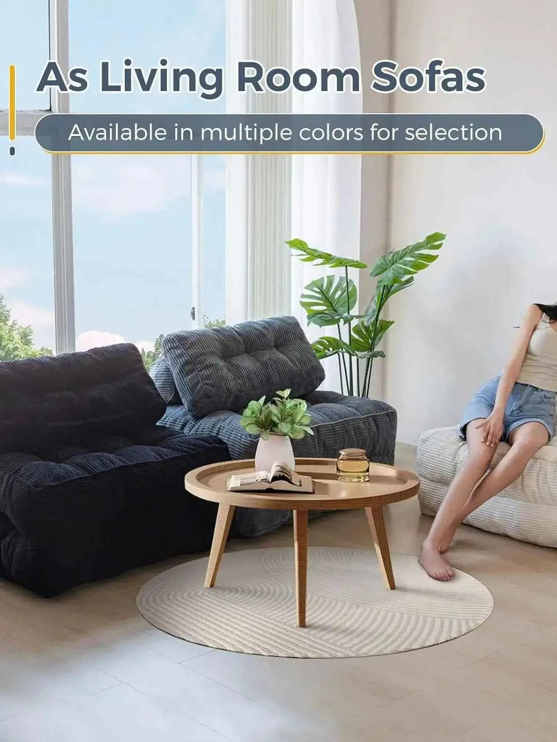 Vacuum Compression Sofa Foldable Simple Fabric Corner Modular Couch Floor Multi Function Nordic Living Room Bedroom Decoration