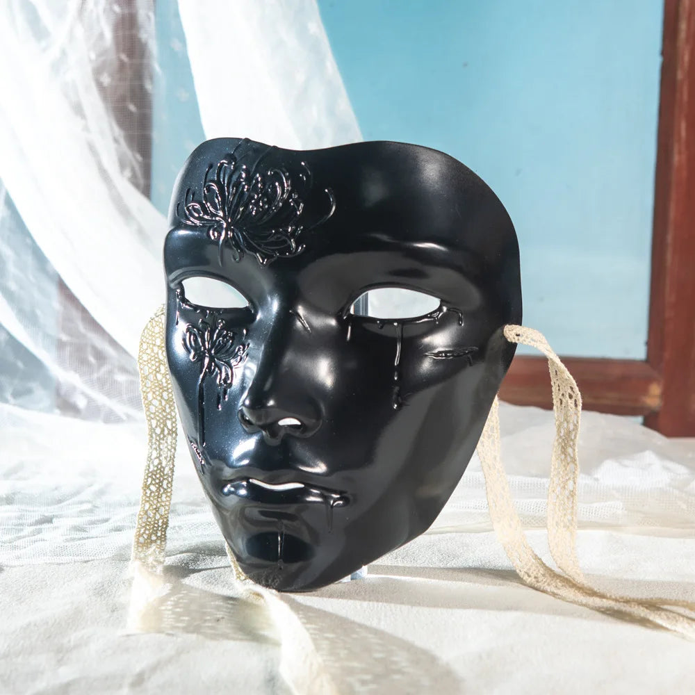SS69 Ancient Style Full Face Mask, White Retro Hanfu Costume Prop for Adults