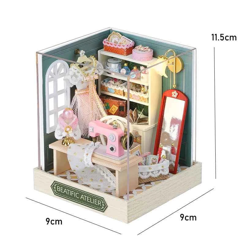 Wooden Miniature Dollhouse with LED Light Creative DIY Flower House Handmade 3D Puzzle Assembly Building Model Toys Doll Houses