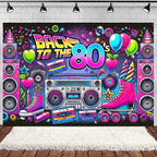 Retro Back to the 70s 80s 90s Backdrop Music Party Decorations Neon Light Graffiti Tapes Disco Background Photo Studio Supplies