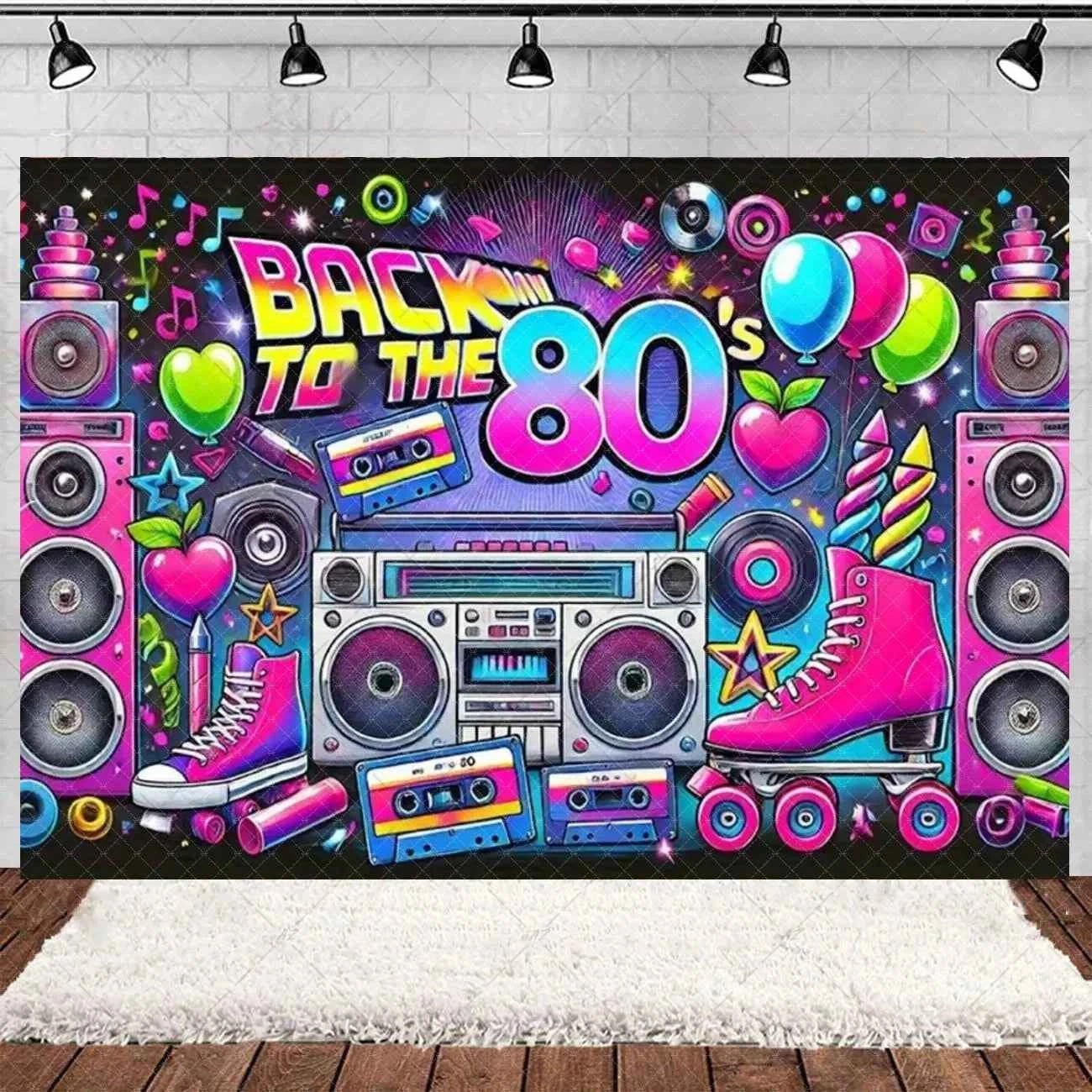 Retro Back to the 70s 80s 90s Backdrop Music Party Decorations Neon Light Graffiti Tapes Disco Background Photo Studio Supplies