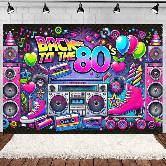 Retro Back to the 70s 80s 90s Backdrop Music Party Decorations Neon Light Graffiti Tapes Disco Background Photo Studio Supplies