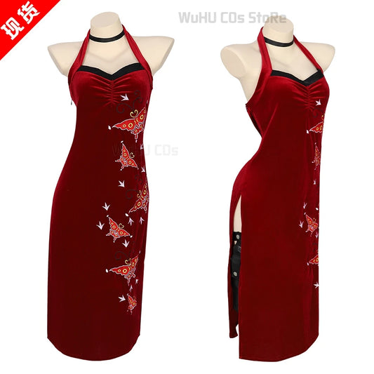 Ada Wong Resident Evil Cosplay Red Cheongsam Dress Set for Women