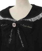 Mine Series Japanese Embroidery Bow Sail Collar Black Long Sweatshirt Coat Women Hoodie Lolita Sweet Girls Pink Hoodies Jacket