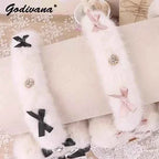 Sweet Mine Hairy Rhinestone Big Love Bow Earmuffs - Lolita Style