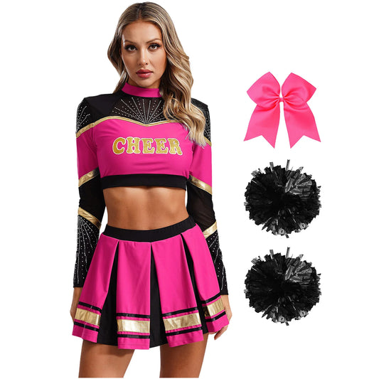 SS69 Women Cheerleading Performance Costume Set with Crop Top and Skirt
