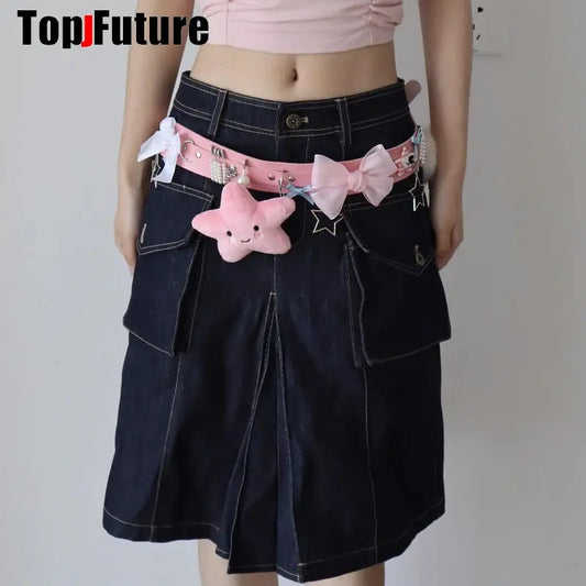 SS69 Gothic Lolita Punk Harajuku Belt with Heart, Star, and Bow Pendants
