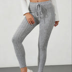 Women's Spring Casual Every Day Stretchy Leggings Solid Color Sports Pants with Elastic Waist Comfortable Stylish Casual Wear