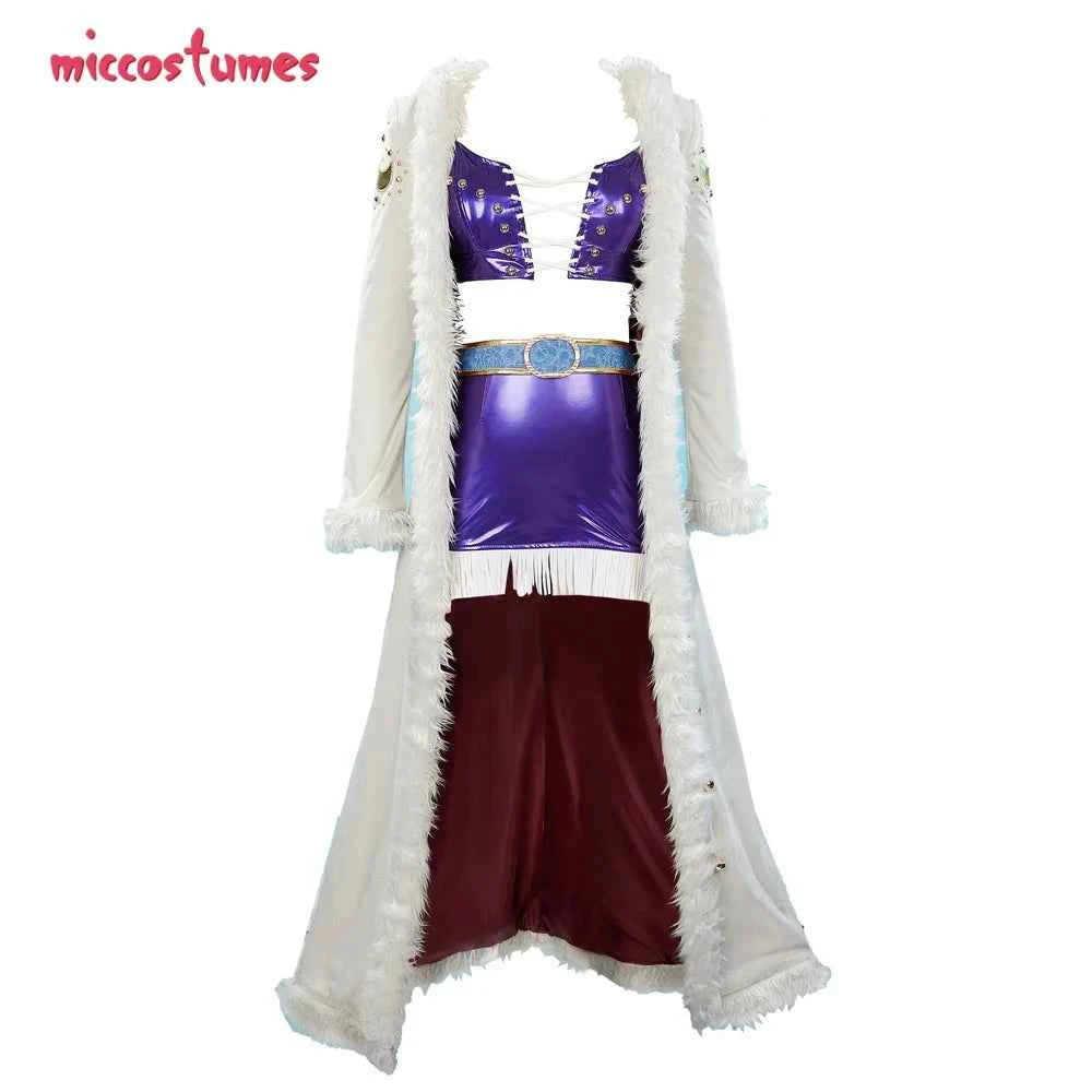 Miccostumes Women's Anime Cosplay Costume Bra and Miniskirt with Long Coat and Hat Halloween Cosplay Costumes