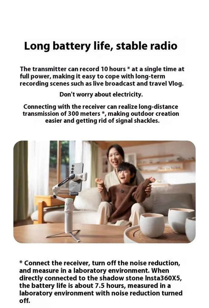 Insta360 X5 Mic Air Transmitter 48khz High-Quality Noise Reduction Compatibility Flow 2 Pro Custom  Recording Upport One-Click