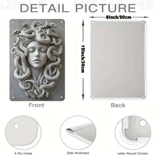 A 2D Metal Wall Decoration Featuring a Medusa Theme, Suitable for Homes, Bars, Offices, And Living Rooms - a Vintage-Style