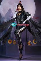 Miccostumes Women's Black Witch PU Leather Cosplay Bodysuit