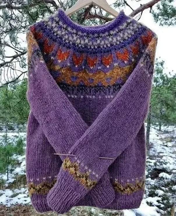 Spring Knitted Women's Sweater O-neck Long Sleeve Casual Loose Sweater Elegant Trendy Print Female Winter Fashion Ladies Clothes