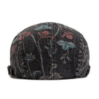 Vintage Floral Print Cotton Beret Hat - Adjustable Newsboy Cap