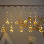 Christmas Curtain Lights LED String Lights with Tree Snowflake Star Deer Bell USB Remote 8 Modes Home Decor